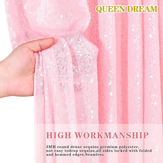 Glitter Pink Sequin Backdrop for Birthday Party Decorations 6x8FT Curtain | - Image 3