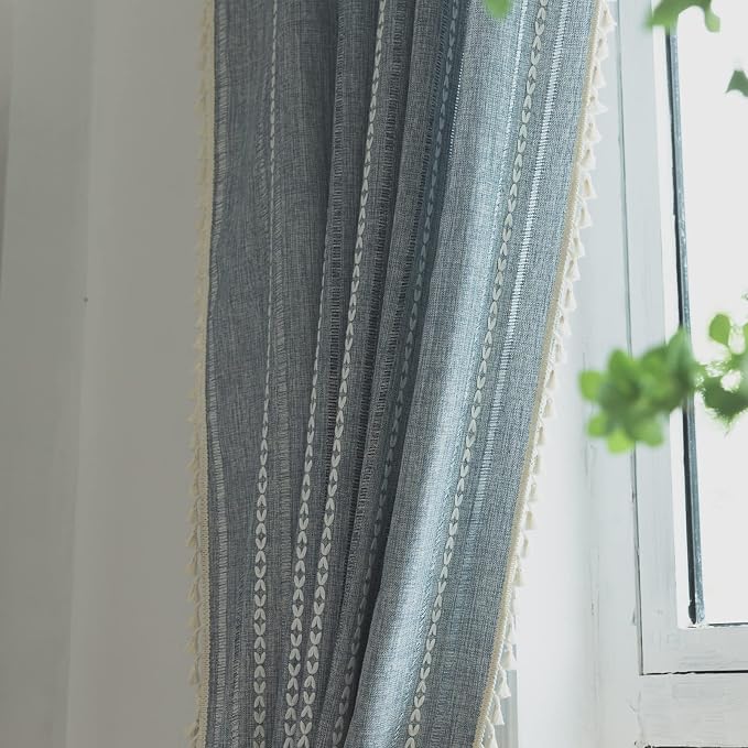Sutuo Home Boho Curtains Striped Embroidery - Image 8