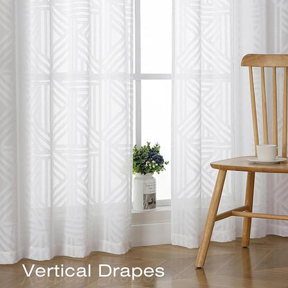 Simplebrand Semi Sheer White Curtains 96 Inches Long 2 Panels, Light Filtering - Image 5