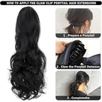 Claw Clip Ponytail Extension 18" Clip in Wavy Ponytail Hair Extensions Long Pony Tails for Women Extensions Light Chestnut Brown
