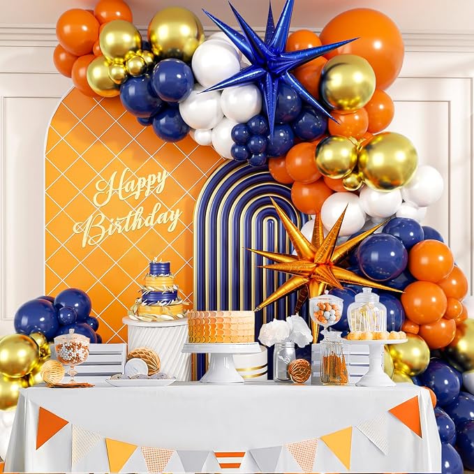 132pcs Blue and Orange Balloon Arch - Image 7