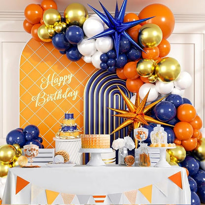 132pcs Blue and Orange Balloon Arch - Image 7