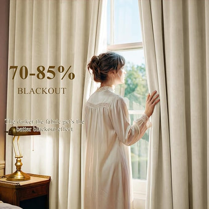 Beige Velvet Drapes Back Tab Privacy - Image 3