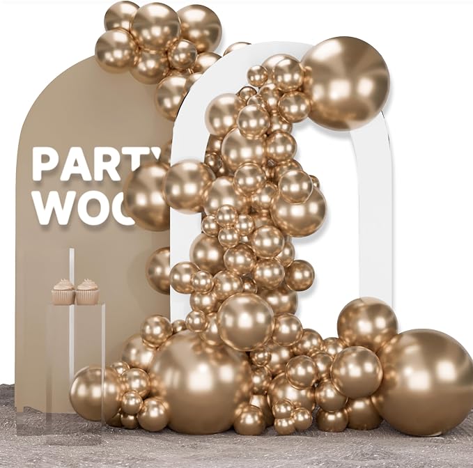 PartyWoo Metallic Gold Balloons 123pcs Chrome Gold Color 18 12 10 5 Inch | 18 by PartyWoo
