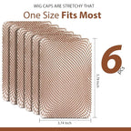 Fandamei Wig Cap, 6PCS Wig Caps for Women Kids Brown, Mesh Wig Cap Net, Closed End Hair Nets, Nylon Hair Net for Wigs for Halloween Rave Party Cosplay