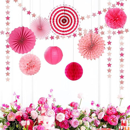 Hot-Pink Rose-Gold Party Decorations Garland - 62ft Twinkle Little Star Hanging - Image 7