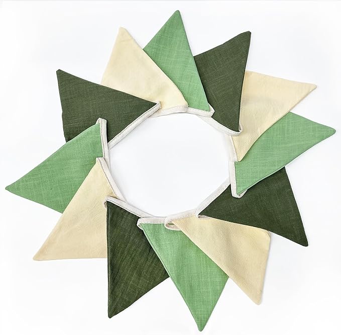 2 Sets of Sage Green Pennant Banner 24Pcs Nursery Garland Flags Olive Green - Image 7