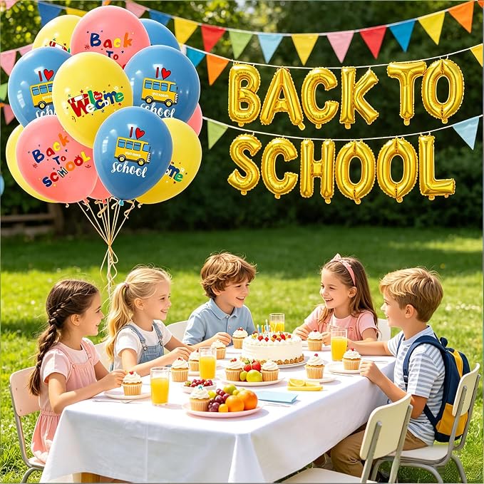 Back to School Balloons Decoration Kit, 16 Inch Gold Letter Balloon Banner - Image 7