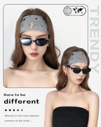 Grommet Headband for Women, Grey Star 23cm Hollow Out Elastic Hair Band, Eyelets Punk Grunge Stylish Hairband