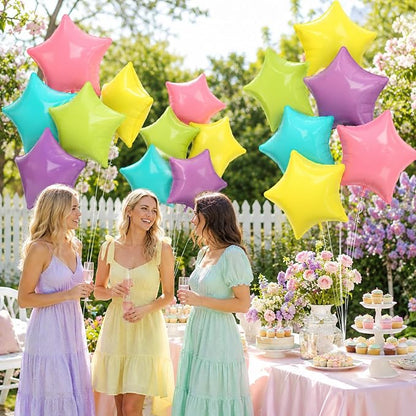 Pastel Star Balloons, 18 Inch 10 Pcs Pastel Balloon Star Shape Foil Balloons - Image 5