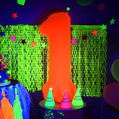 Mega-L Glow in The Dark Party Supplies, 40 Inch Orange Number 1 Balloon | Glow - Image 2