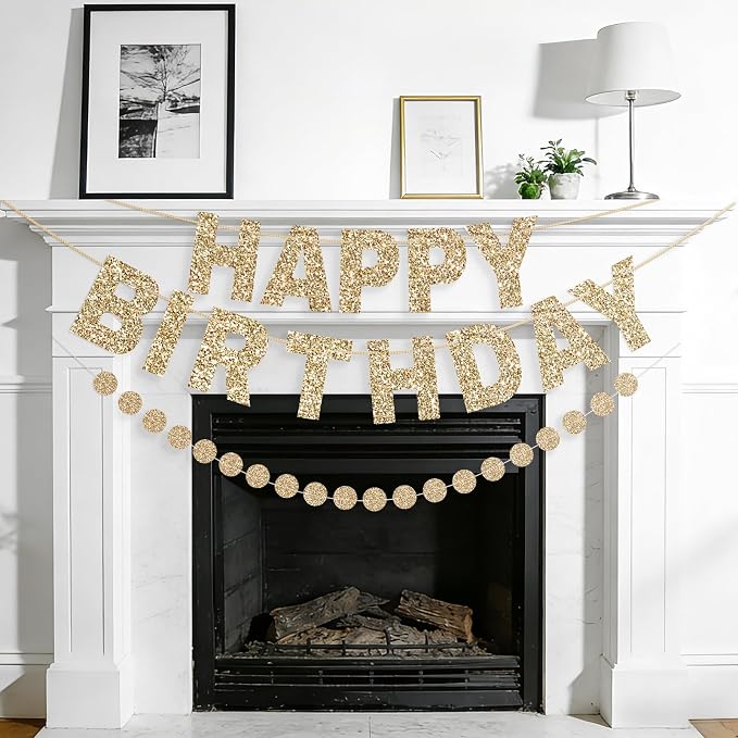 Alynta Happy Birthday Banner Pre-Strung Glitter Birthday Party Decorations | NO - Image 8
