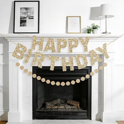 Alynta Happy Birthday Banner Pre-Strung Glitter Birthday Party Decorations | NO - Image 8