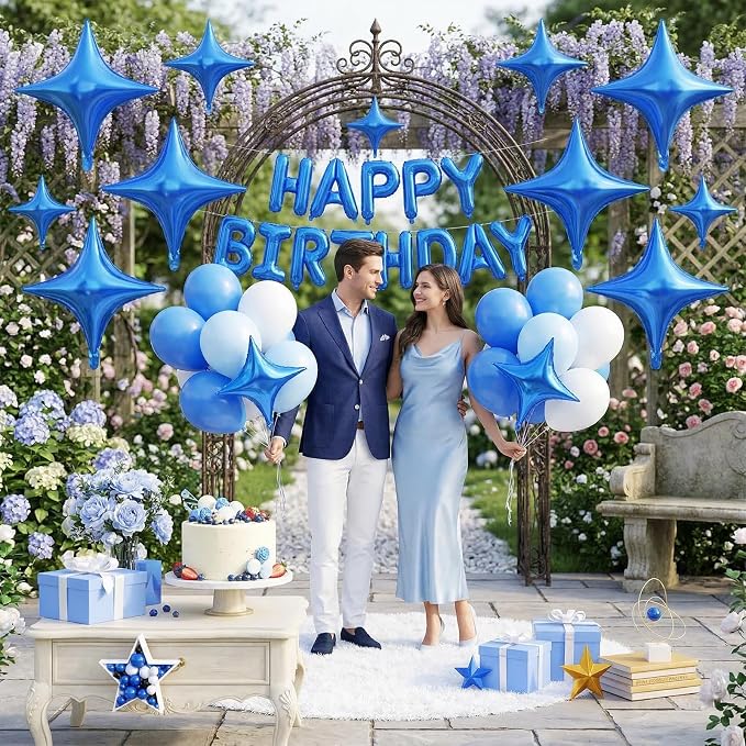 Blue Star Balloons, 26 Inch and 10 Inch Blue Stars Shaped Balloon - Image 7