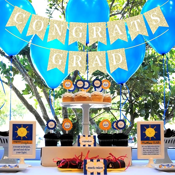 Hoogict Graduation Decorations Congrats Grad Banner Gold Graduation Party - Image 5