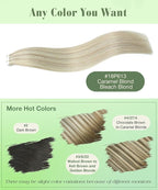 SURNEL Tape in Hair Extensions Ash Blonde Highlight Bleach Blonde Tape in Human Hair Extensions 16 inch 20pcs 50g(#18P613-16)