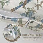 Silk Pillow Case for Hair and Skin Abstract Blue Beige Floral and Bird Standard Size Silk Pillow Case with Zipper Super Soft Pillow Covers for Women Bed Sleeping, 20x26 Inches