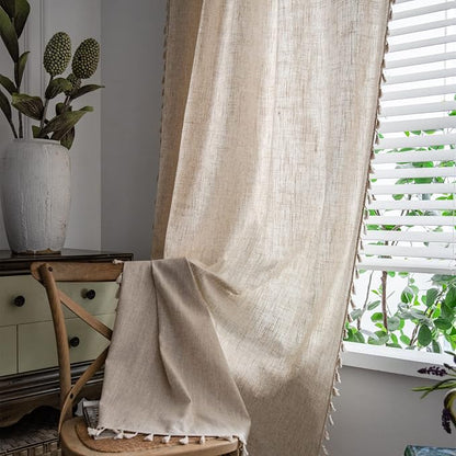 Sutuo Home Boho Curtains Natural Linen Look Textured Burlap - Image 4