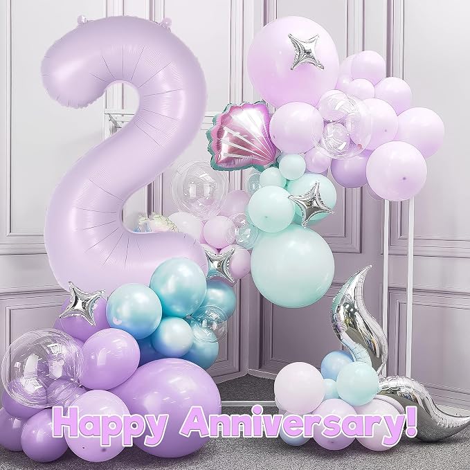 Light Purple Number 2 Balloon, 40 Inch Big Large Foil Helium Number Balloons - Image 6