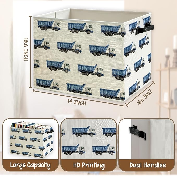 Blue Dump Truck Boy Nursery Storage Basket - Image 5