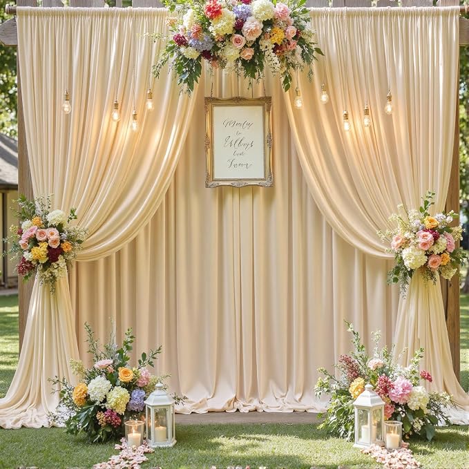 50ft×12ft Wrinkle Free Champagne Backdrop Curtain - Image 9