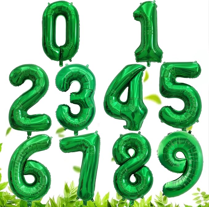 Number Balloons Green Party Balloon - Image 6