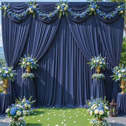 10 Panels Navy Blue Backdrop Curtains - Image 9