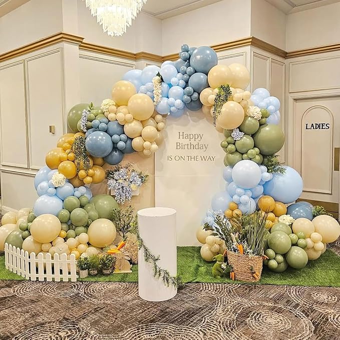 Sage Green Dusty Blue Yellow Balloon, 12 Inch Fog Slate Blue Balloons - Image 3