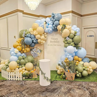 Sage Green Dusty Blue Yellow Balloon, 12 Inch Fog Slate Blue Balloons - Image 3