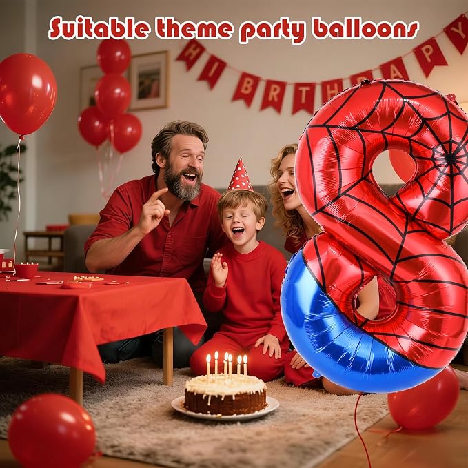 40 Inch Vibrant Spider-Themed Number Foil Balloons - Image 2
