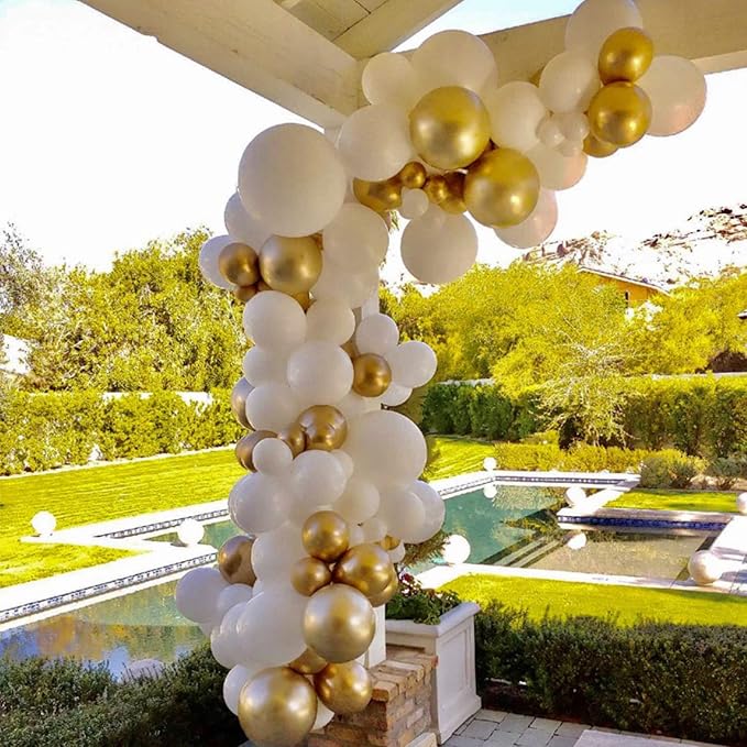 Voircoloria 130pcs Metallic Gold Balloons Arch Kit, 18 12 10 5 Inch | - Image 7
