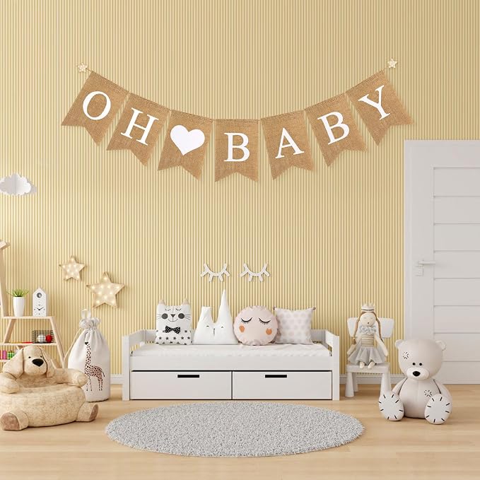 Baby Burlap Banner, Pre-strung Banner - Image 3
