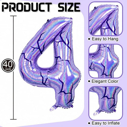 40 Inch Purple Kpop Number 4 Balloon - Image 2