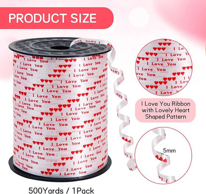 BEISHIDA Valentine Ribbon, Balloon String Printed I Love You 500 Yards - Image 2