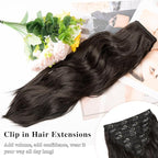 Hair Extensions Clip Ins, 8PCS 20 Inch Natural Black Clip in Hair Extensions, Synthetic Long Wavy Curly Hair Extension, Full Head Thick Hairpieces for Women