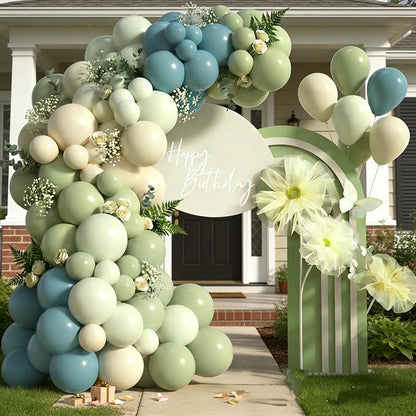 Dusty Blue Green Beige Balloons 72PCS Sage Green and Blue Cream Helium Latex - Image 6