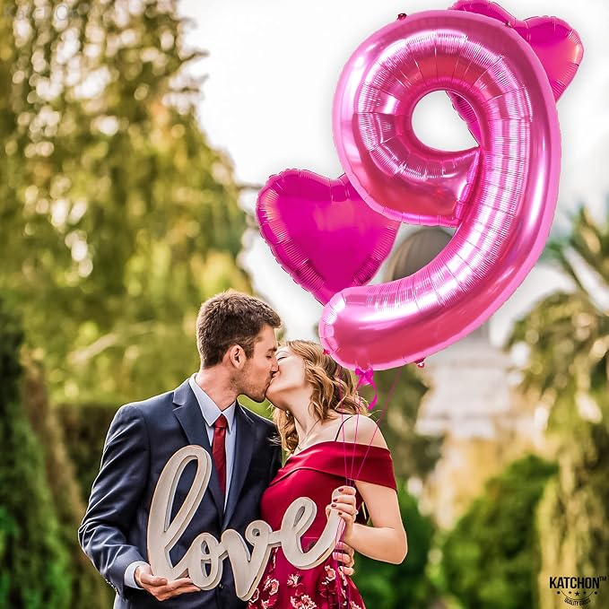 KatchOn, Giant Hot Pink Number 9 Balloon- 40 Inch, 9th Birthday Decorations | - Image 6