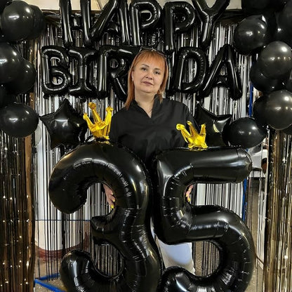 40 Inch Black Number Balloons, Big Crown Foil Number 8 Balloons - Image 7