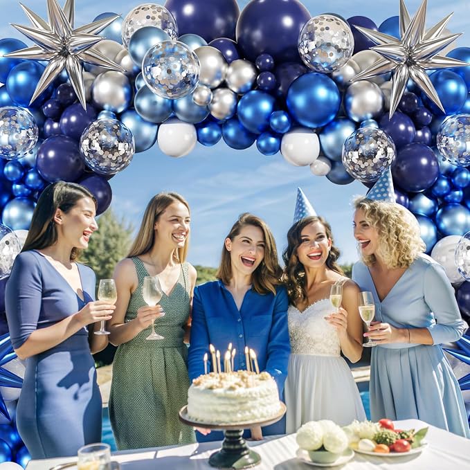 Blue Silver Balloon Garland Arch Kit - Image 7