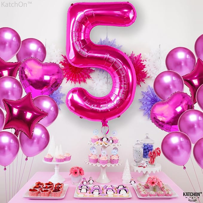 KatchOn Giant Hot Pink 5 Balloon Number - Image 7