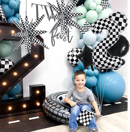 TONIFUL 2nd Birthday Balloons Kit 40 Inch Checkered Number 2 Foil Balloon | - Image 5
