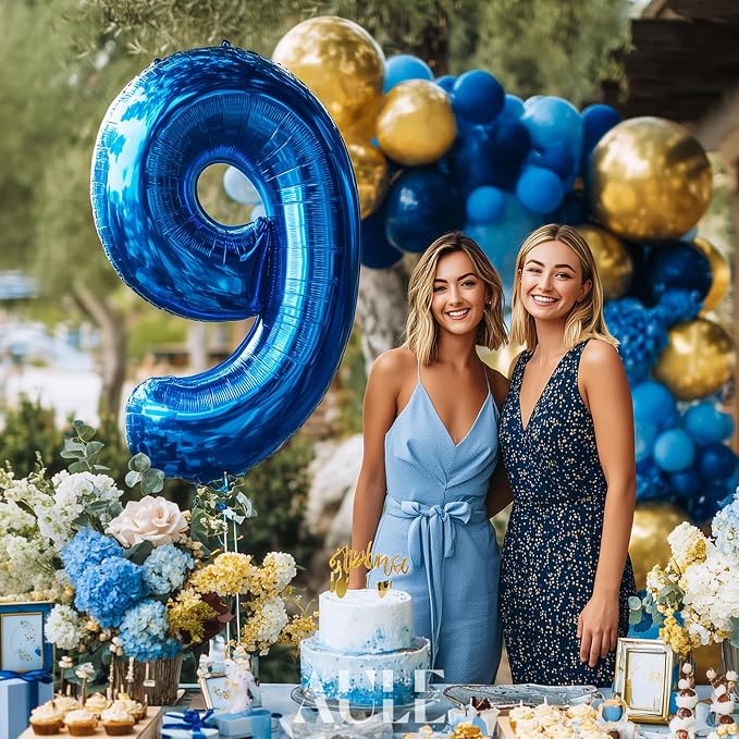 AULE 40 Inch 9 Blue Balloon Number Foil 0-9 Birthday Big Numbers | Birthday - Image 2