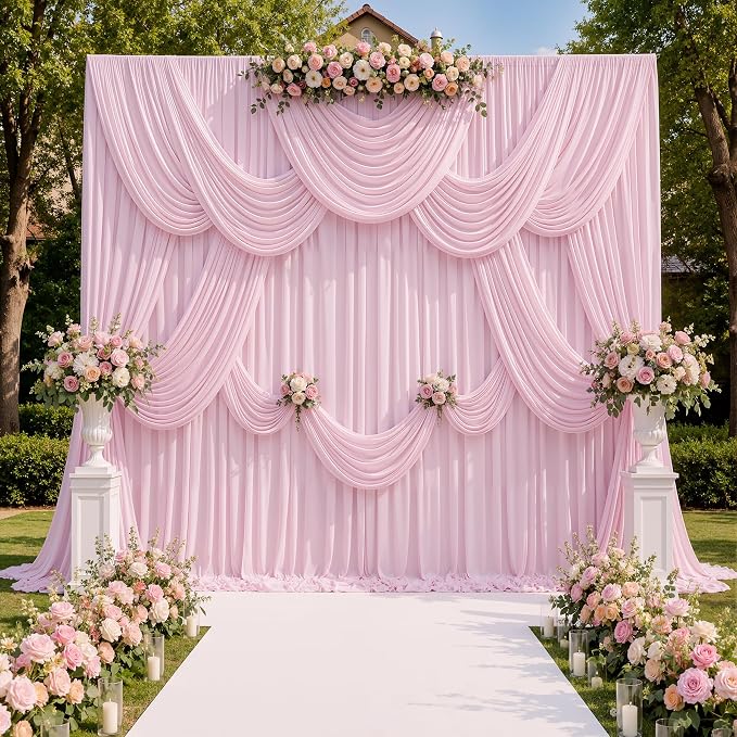 40ftx10ft Wrinkle Free Light Pink Backdrop Curtains - Image 7