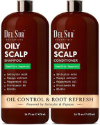 DEL SUR Clarifying Shampoo & Conditioner Set for Oily Scalp | 16 fl oz | with Camellia Japonica, Salicylic Acid, Papaya & Biotin | Oil Control for Oily Roots & Greasy Hair