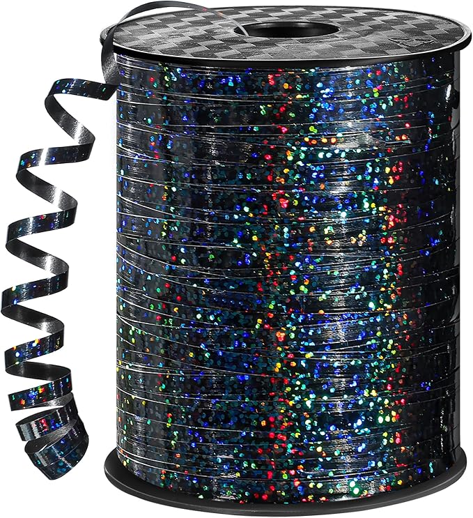 woric Black Curling Ribbon 1/5 Inch 600 Yards Balloon String Ribbons | Thin by woric