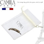 Camila Paris CP2817 French Hair Barrette Clip for Girls, Handmade, Onyx, Metal-Free Closure Strong Hold Grip Hair Clips for Women, No Slip and Durable Styling Girls Hair Accessories, Made in France