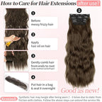 KooKaStyle Clip in Synthetic Hair Extensions Long Wavy 4PCS Thick Hairpieces Chestnut Brown Fiber Double Weft Natural Hair Extensions 24 Inch for Women