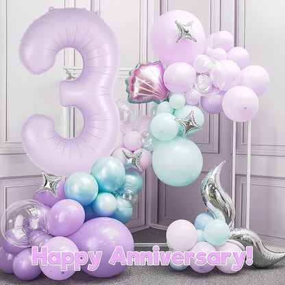 Light Purple Number 3 Balloon, 40 Inch Big Large Foil Helium Number Balloons - Image 6