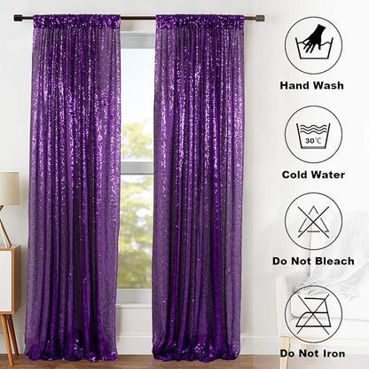 ShinyBeauty Purple 4FTx8FT Sequin Photo Backdrop Bridal Shower Photo Booth - Image 7