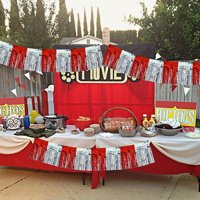 BEISHIDA Red Silver Fringe Garland Banner 30ft Wall Tinsel Foil Streamers | - Image 6